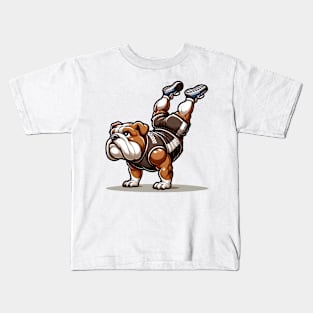 Handstand Hero: Bulldog Upside-Down Power Kids T-Shirt